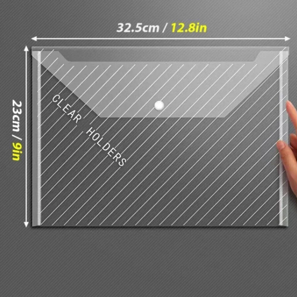 Colored Poly Envelopes Transparent with Snap Closure A4 10 Pack